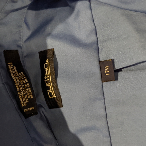 Puritan size 17 1/2 blue short sleeve button up dress shirt - Picture 2 of 3